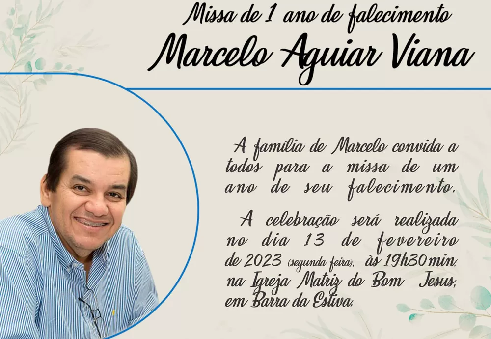 Barra da Estiva: Família realiza missa de 1 ano de falecimento de Marcelo Viana 