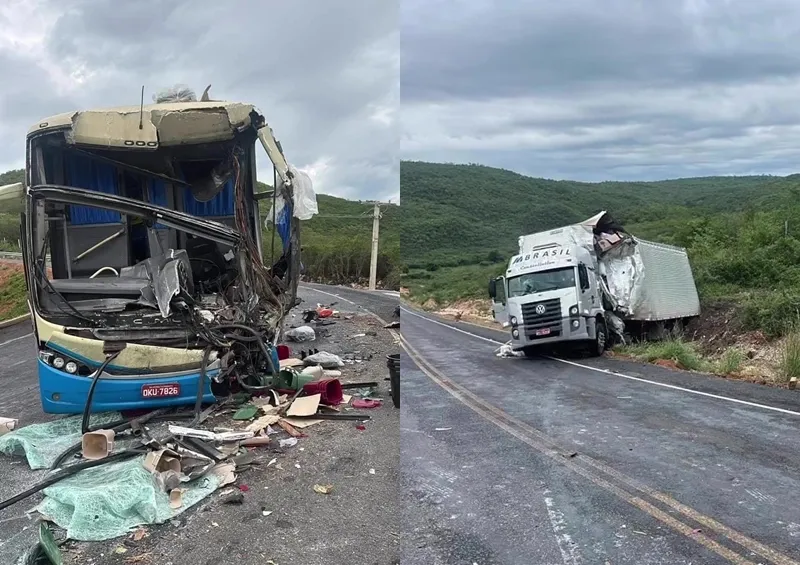 Grave acidente entre ônibus e carreta deixa um morto e vários feridos na BA-245, em Ibipitanga