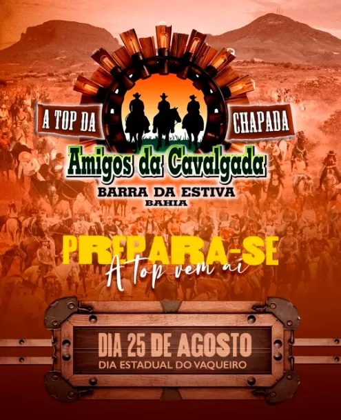 Barra da Estiva: Amigos da Cavalgada 2024 - A Top da Chapada acontecerá dia 25 de agosto