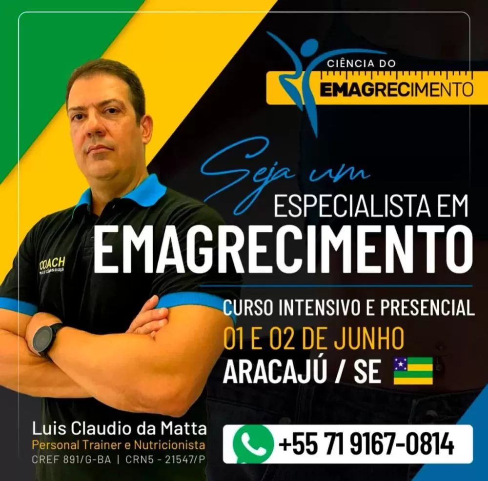 Curso presencial em Aracaju promove especialização em Ciência do Emagrecimento com renomado Personal Trainer e Nutricionista