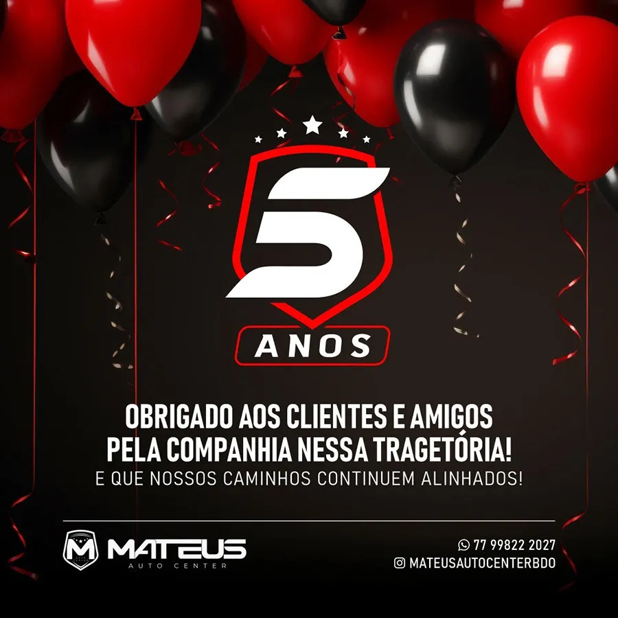 Mateus Auto Center celebra 5 anos de excelência em serviços automotivos em Brumado